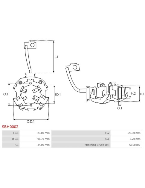 Indítómotorok kefetartói - SBH0002