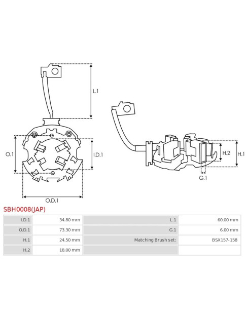 Indítómotorok kefetartói - SBH0008(JAP)