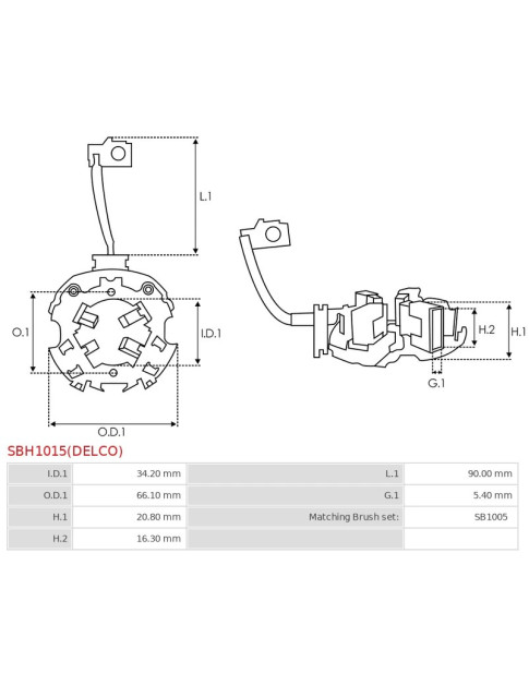 Indítómotorok kefetartói - SBH1015(DELCO)