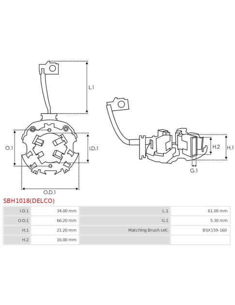 Indítómotorok kefetartói - SBH1018(DELCO)