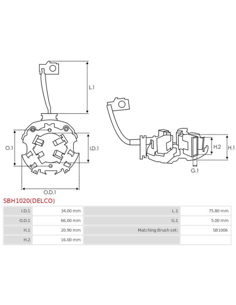 Indítómotorok kefetartói - SBH1020(DELCO)