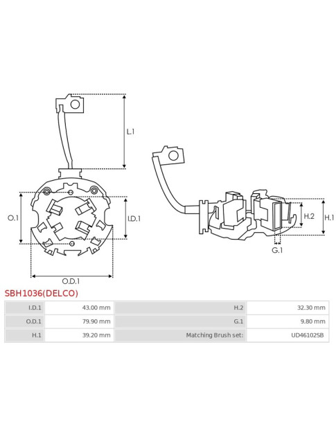 Indítómotorok kefetartói - SBH1036(DELCO)