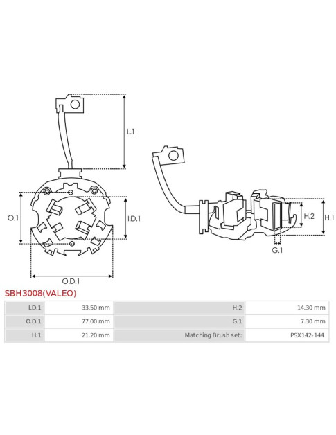 Indítómotorok kefetartói - SBH3008(VALEO)