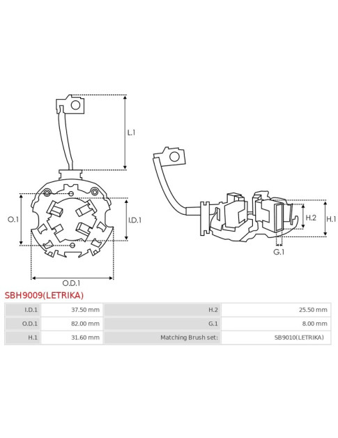 Indítómotorok kefetartói - SBH9009(LETRIKA)