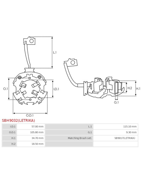 Indítómotorok kefetartói - SBH9032(LETRIKA)