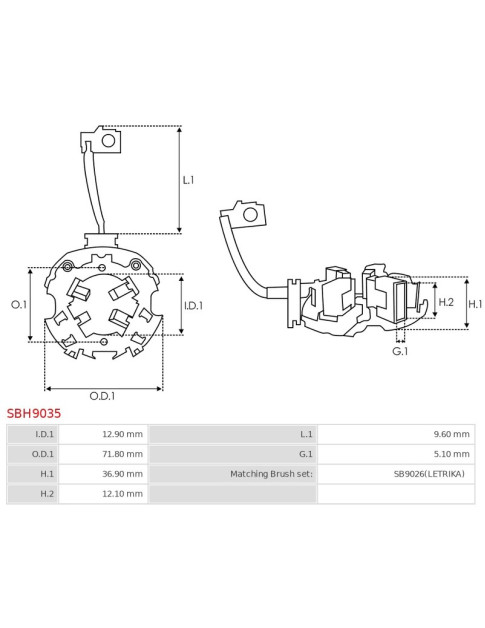 Indítómotorok kefetartói - SBH9035