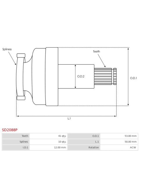 Indítómotor tengelykapcsolók - SD2088P