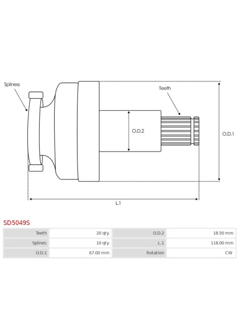 Indítómotor tengelykapcsolók - SD5049S