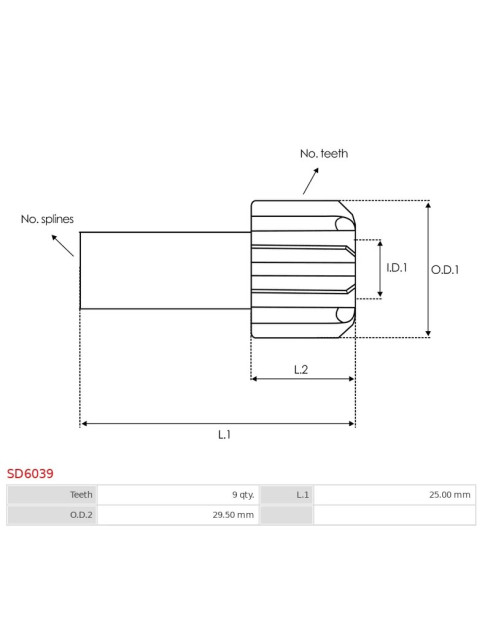 Indítómotor bendixek fogaskerekei - SD6039