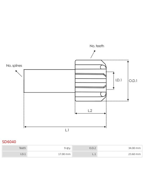 Indítómotor bendixek fogaskerekei - SD6040