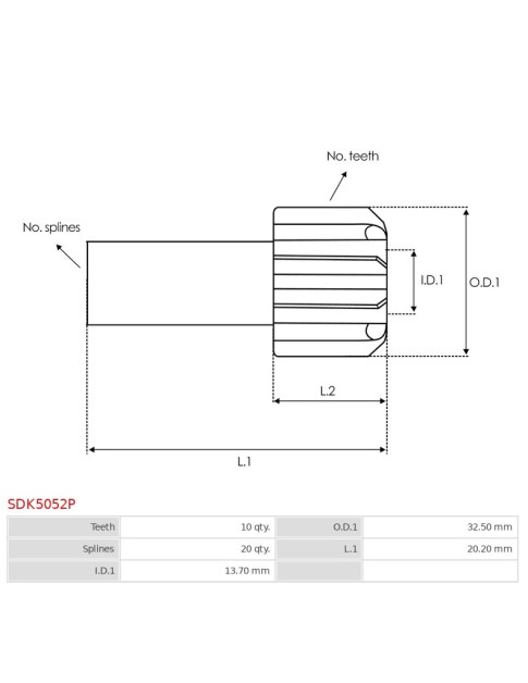 Indítómotor bendixek fogaskerekei - SDK5052P