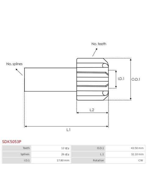 Indítómotor bendixek fogaskerekei - SDK5053P