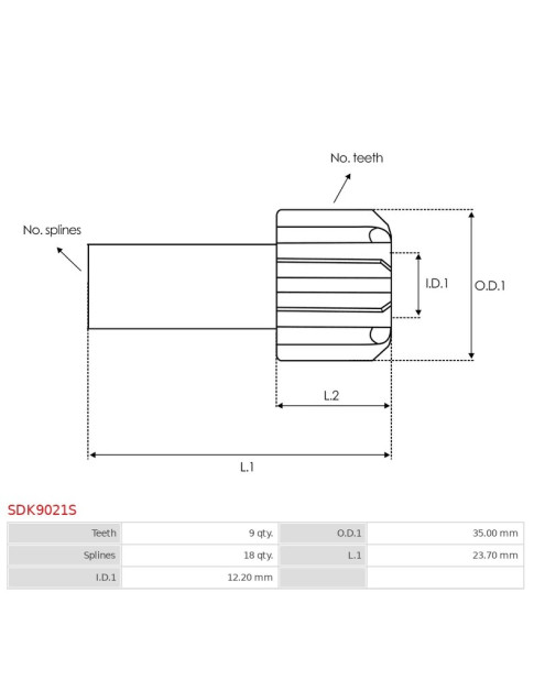 Indítómotor bendixek fogaskerekei - SDK9021S