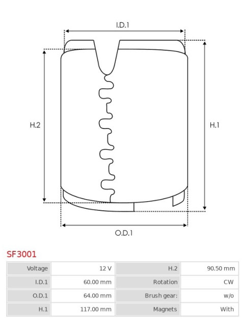 Indítómotor állórészei a mágnesekkel - SF3001