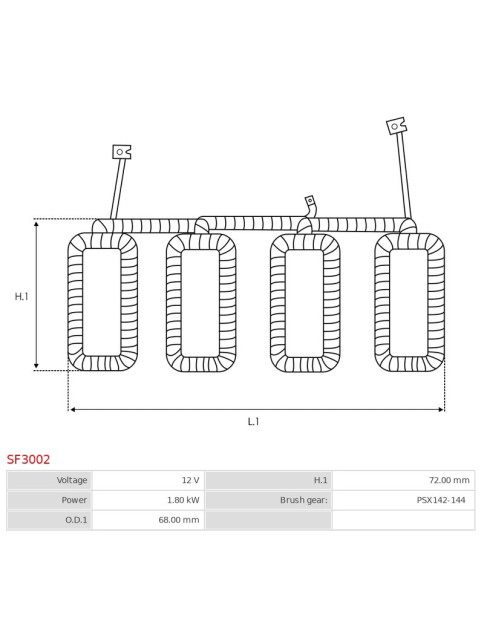 Indítómotor tekercselései - SF3002