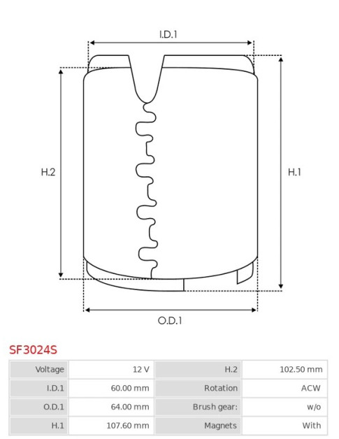 Indítómotor állórészei a mágnesekkel - SF3024S