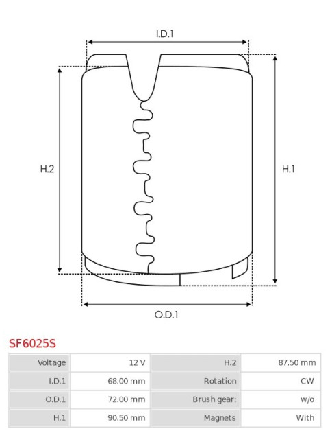 Indítómotor állórészei a mágnesekkel - SF6025S