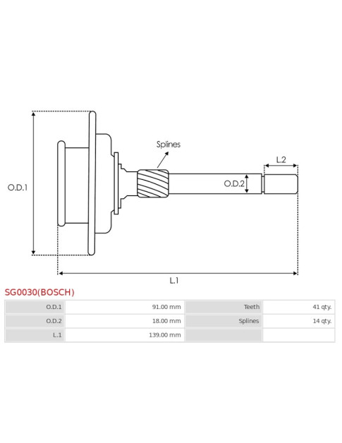 Indítómotor áttételek - SG0030(BOSCH)