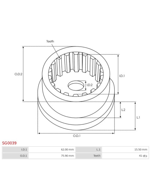 Indítómotor áttételek külső fogaskerekei - SG0039