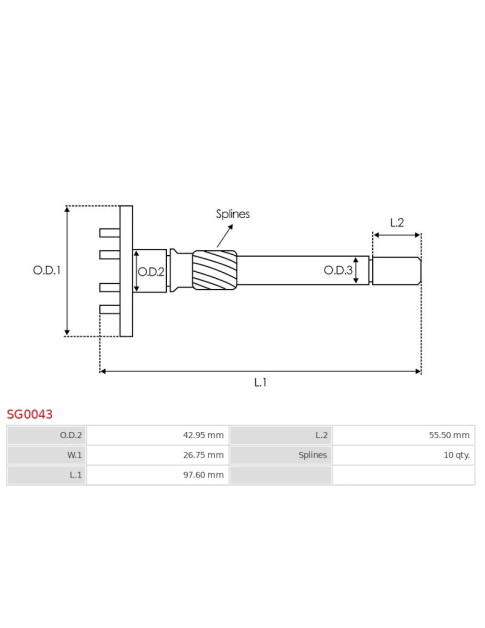 Indítómotor áttételek tengelyei - SG0043