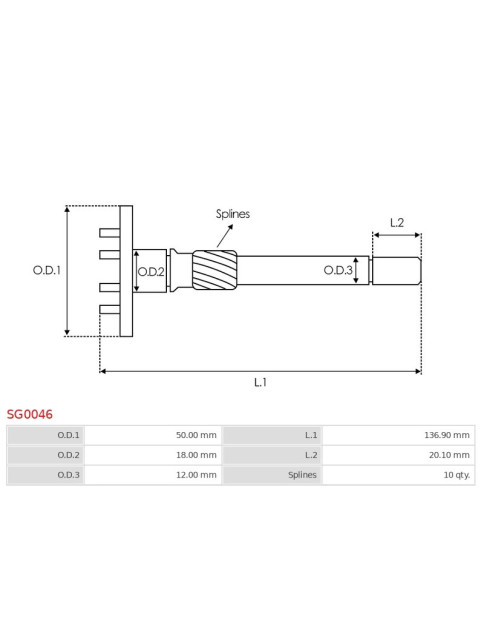 Indítómotor áttételek tengelyei - SG0046