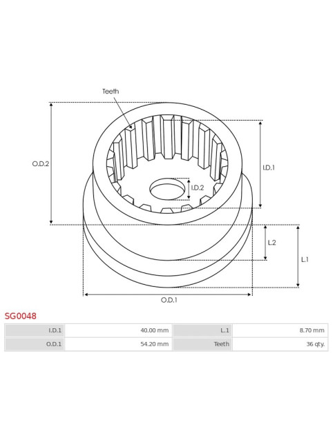 Indítómotor áttételek külső fogaskerekei - SG0048