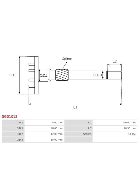 Indítómotor áttételek tengelyei - SG0101S