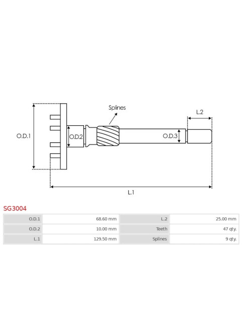 Indítómotor áttételek tengelyei - SG3004