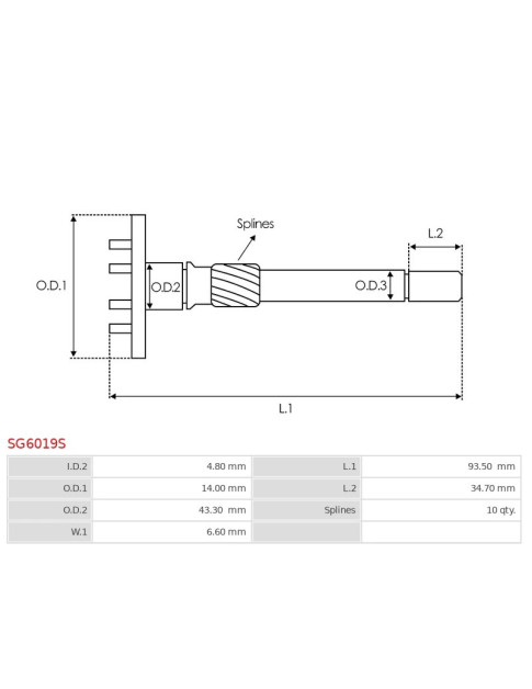 Indítómotor áttételek tengelyei - SG6019S