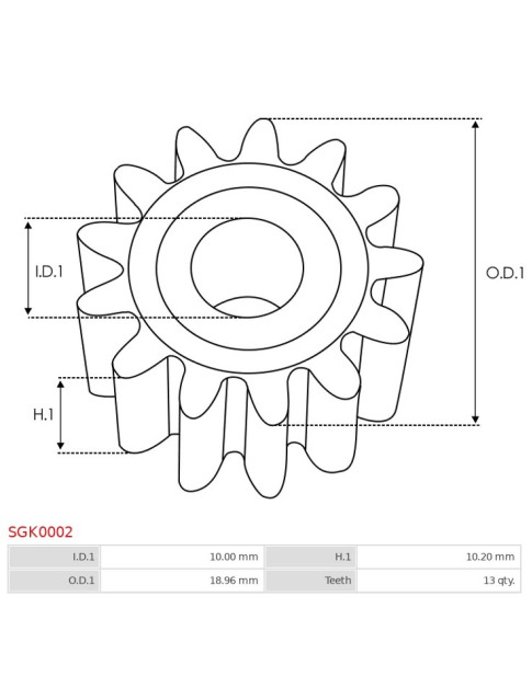 Indítómotor áttételek fogaskerekei - SGK0002