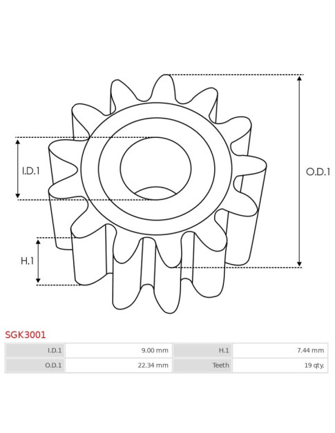 Indítómotor áttételek fogaskerekei - SGK3001