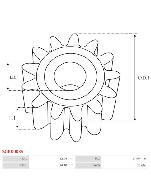 Indítómotor áttételek fogaskerekei - SGK0003S