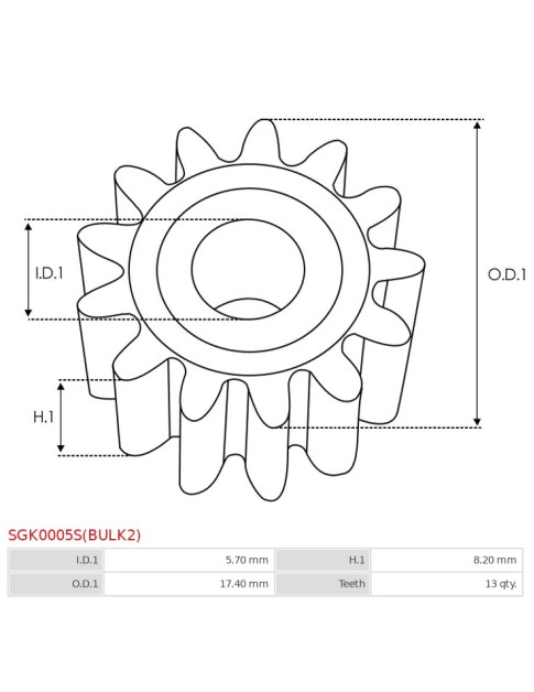 Indítómotor áttételek fogaskerekei - SGK0005S(BULK2)