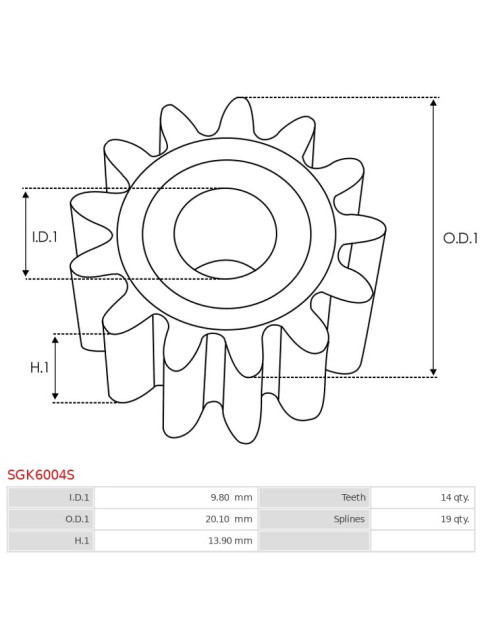 Indítómotor áttételek fogaskerekei - SGK6004S