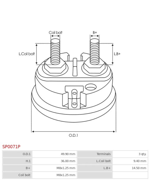 Indítómotor szolenoidok sapkái - SP0071P