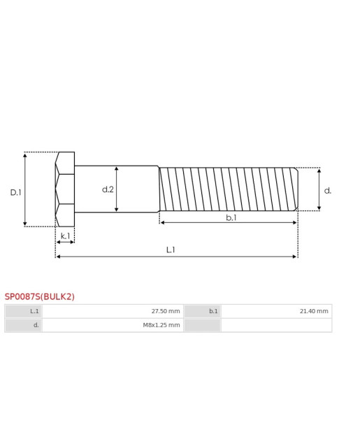 Indítómotor szolenoidok fix érintkezői - SP0087S(BULK2)