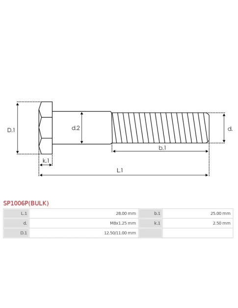 Indítómotor szolenoidok fix érintkezői - SP1006P(BULK)