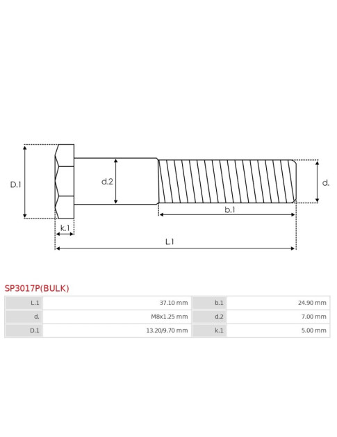 Indítómotor szolenoidok fix érintkezői - SP3017P(BULK)