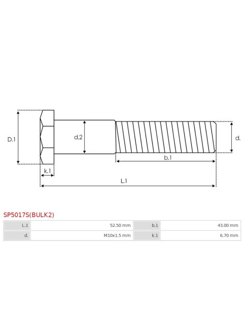 Indítómotor szolenoidok fix érintkezői - SP5017S(BULK2)