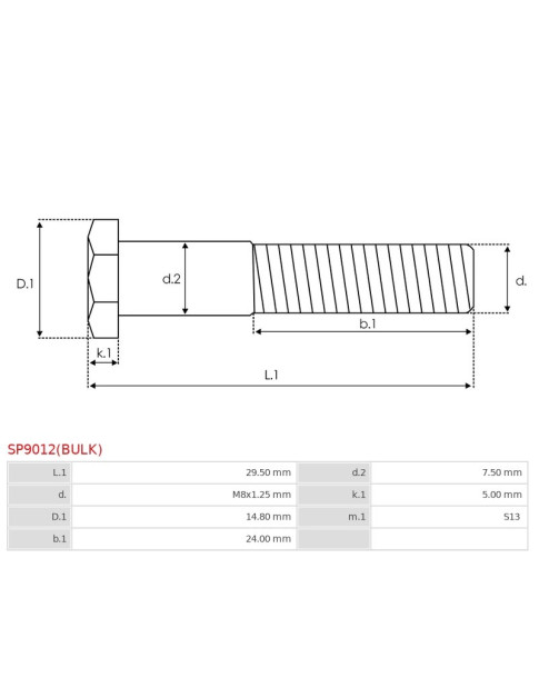 Indítómotor szolenoidok fix érintkezői - SP9012(BULK)