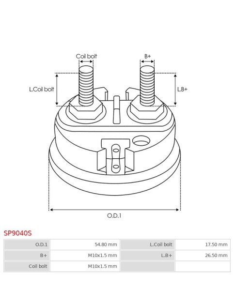 Indítómotor szolenoidok sapkái - SP9040S