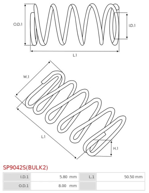 Indítómotor szolenoidok rugói - SP9042S(BULK2)